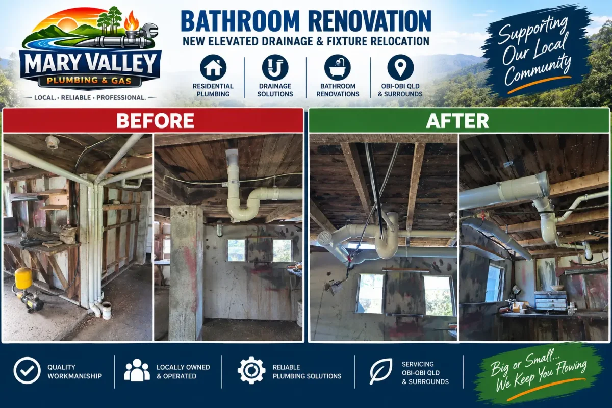 Bathroom Renovation & Elevated Drainage Upgrade – Obi-Obi QLD - Mary Valley Plumbing Project