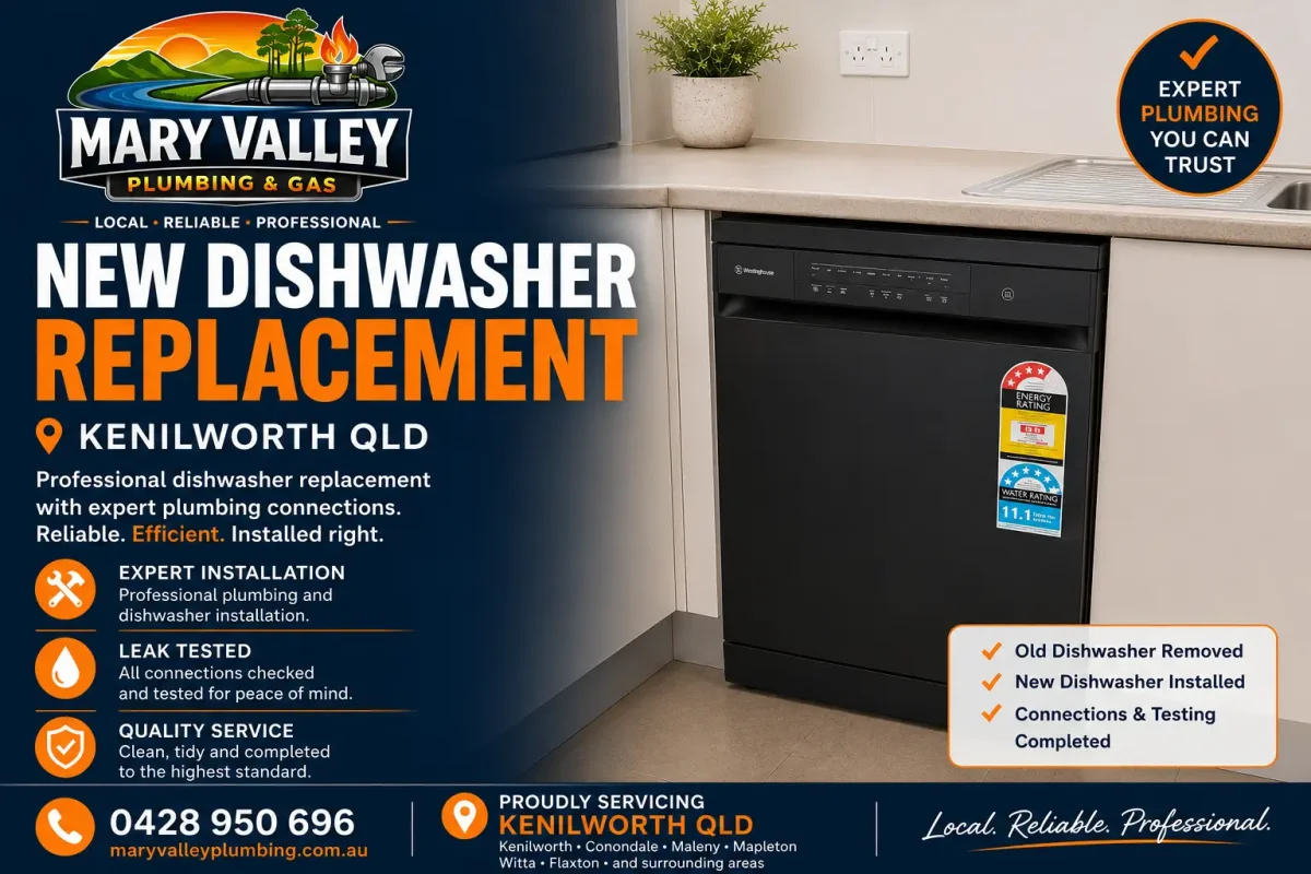 Dishwasher Replacement and Installation - Mary Valley Plumbing Project